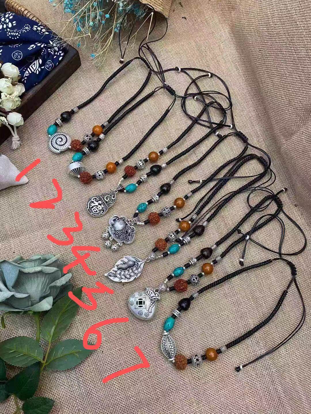 5890时来运转藏银复古民族风手工项链挂件泰银长链毛衣项链A393女