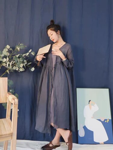 设计感显瘦苎麻开衫外套防晒衣