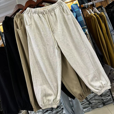 百搭松紧腰抽绳束脚卫裤运动裤女