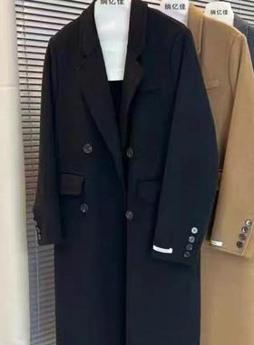 20331高级感韩版双排扣双面羊绒大衣口袋设计百搭中长款毛呢外套
