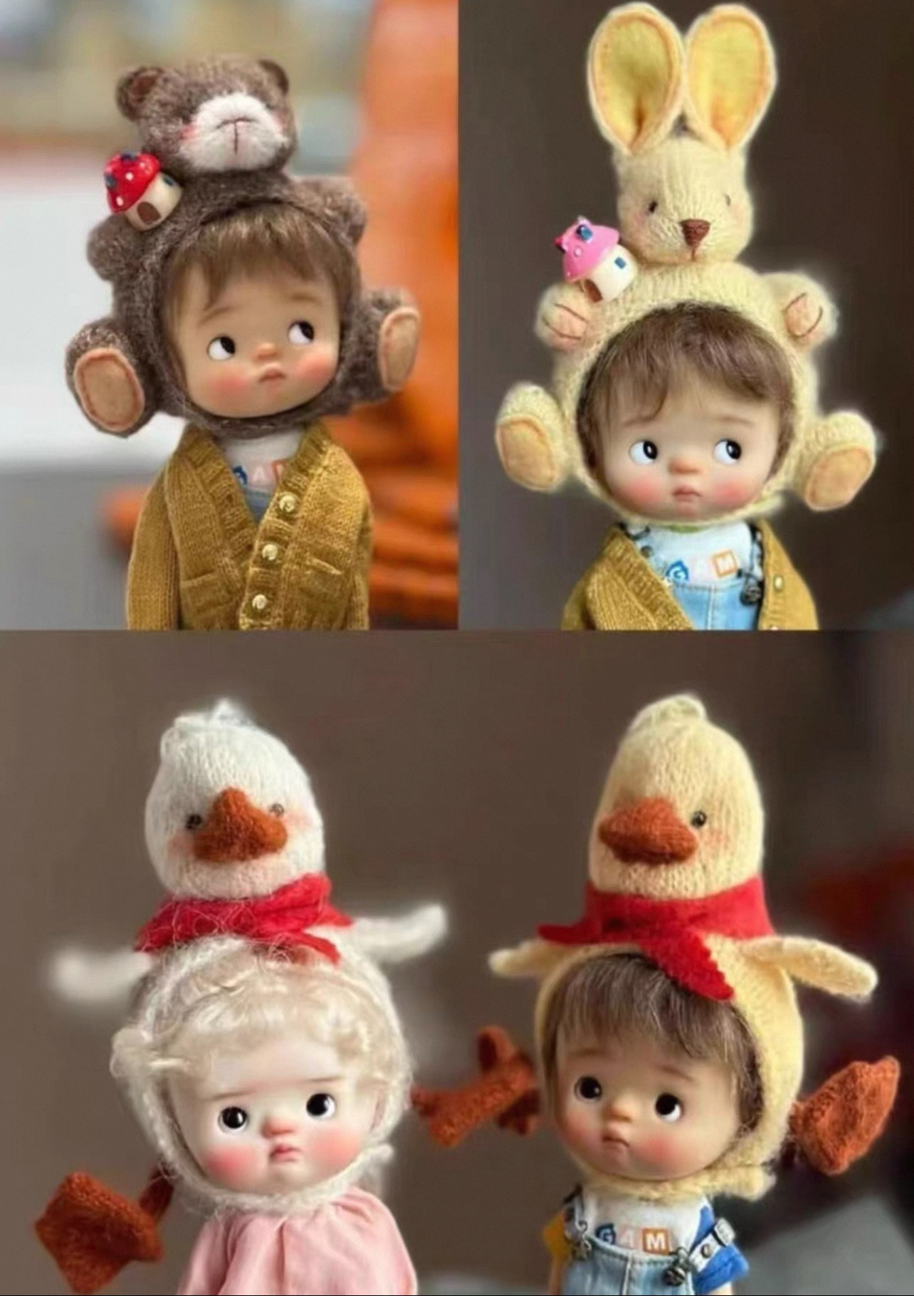 成品娃衣棒针编织娃娃头套可爱鸭子头套定制