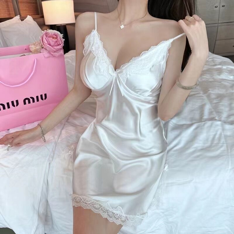 冰丝睡衣女夏天带胸垫2025夏睡裙