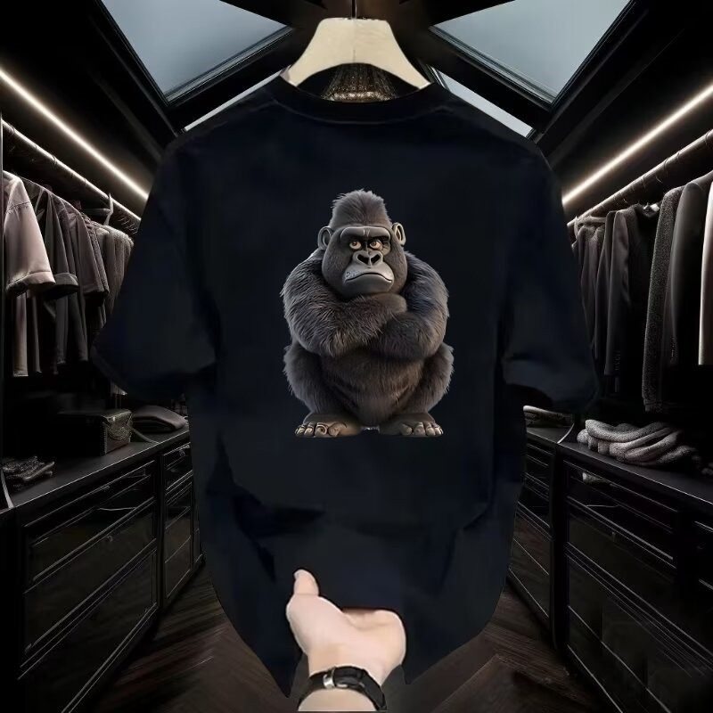 清仓捡漏~趣味猩猩印花短袖T恤男夏季潮牌半袖男网红潮流百搭上衣