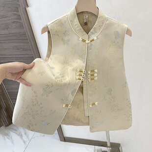 春秋季上衣妈妈中式国风2025年夏款扣背心中新外套秋季马马甲盘女