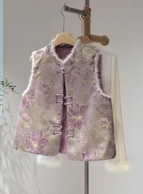 新中式国风盘扣夹棉马甲高级感复古女装2026秋冬季新款加厚上衣