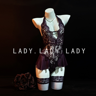 Lady内衣性感小胸镂空连体吊带紧身深V蕾丝睡衣诱惑趣情qqny纯欲