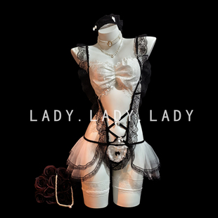 透视内衣qqny趣情女 Lady性感睡衣纯欲女仆蕾丝镂空连体衣制服套装