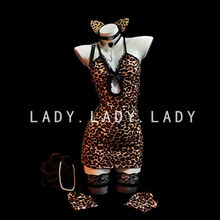 Lady性感睡衣小胸战袍豹纹服装睡裙制服纯欲诱惑装趣情qqny内衣女