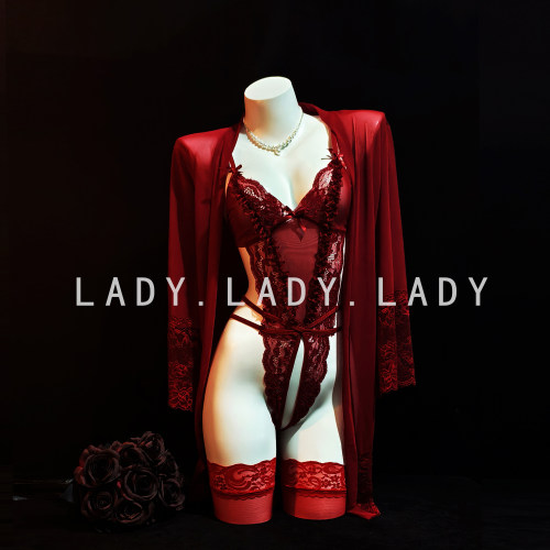 Lady性感睡衣蕾丝御姐风诱惑深V透视禁欲系连体趣情qqny内衣套装