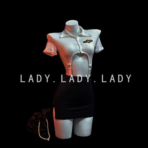 Lady性感女警cos服教官空姐制服套装包臀裙情调趣味qqny配件内衣