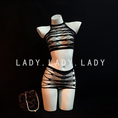 Lady高弹性感内衣分体式镂空网衣女纯欲约会内搭套装qqny趣情诱惑