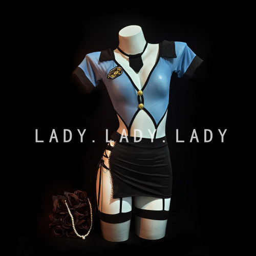 Lady性感内衣女警制服cos纯欲镂空绑带短裙包臀裙禁欲系qqny趣情