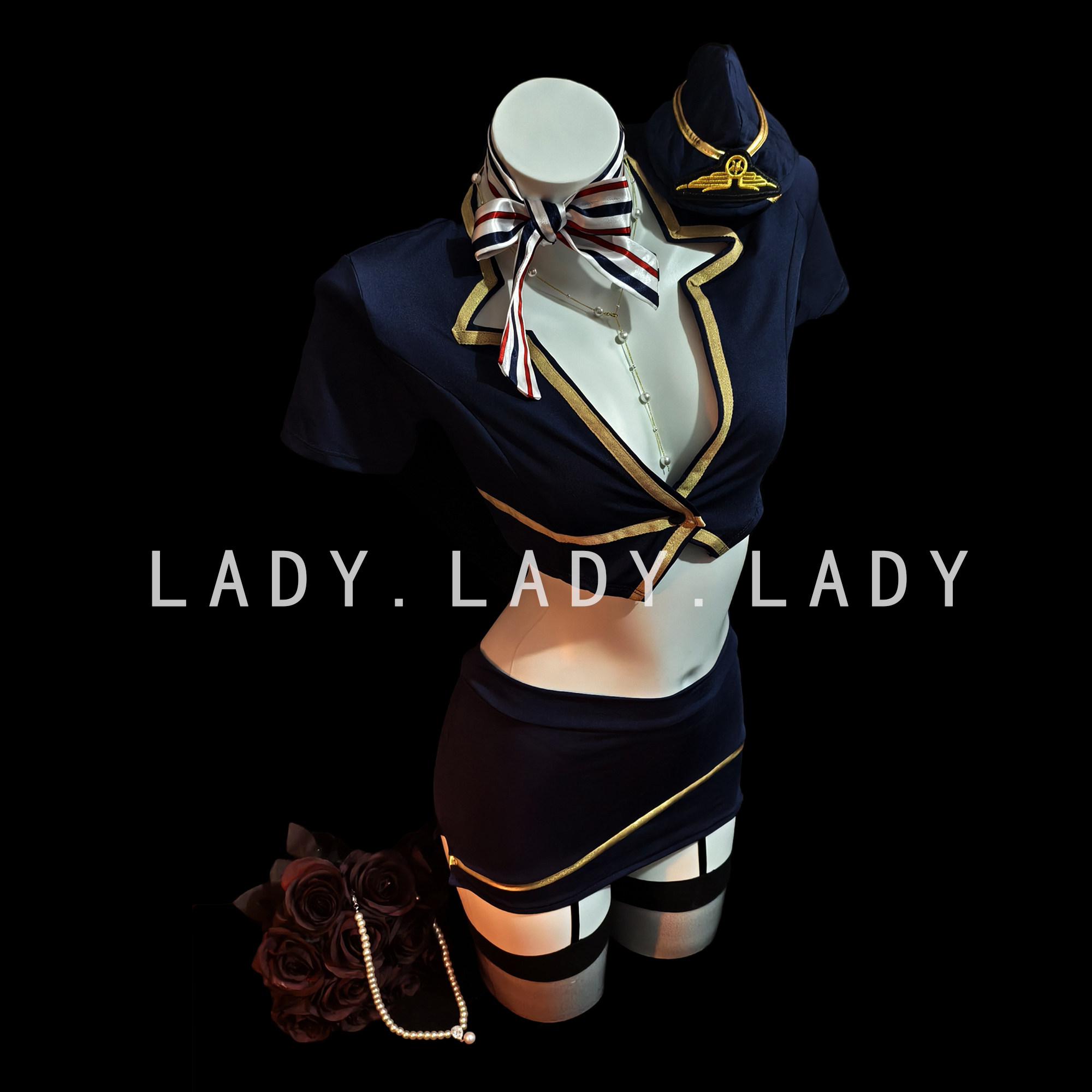 Lady性感空姐cos制服套装包臀裙约会战袍睡衣禁欲系纯欲诱惑qqny