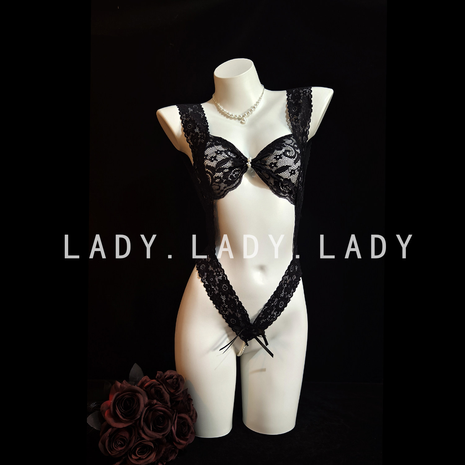 Lady内衣性感睡衣小胸蕾丝连体衣纯欲珍珠纯欲禁欲系趣情qqny女士