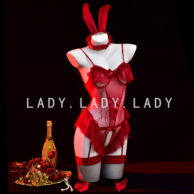 Lady内衣性感小胸制服蕾丝兔女郎镂空连体衣情趣qqny纯欲趣情诱惑