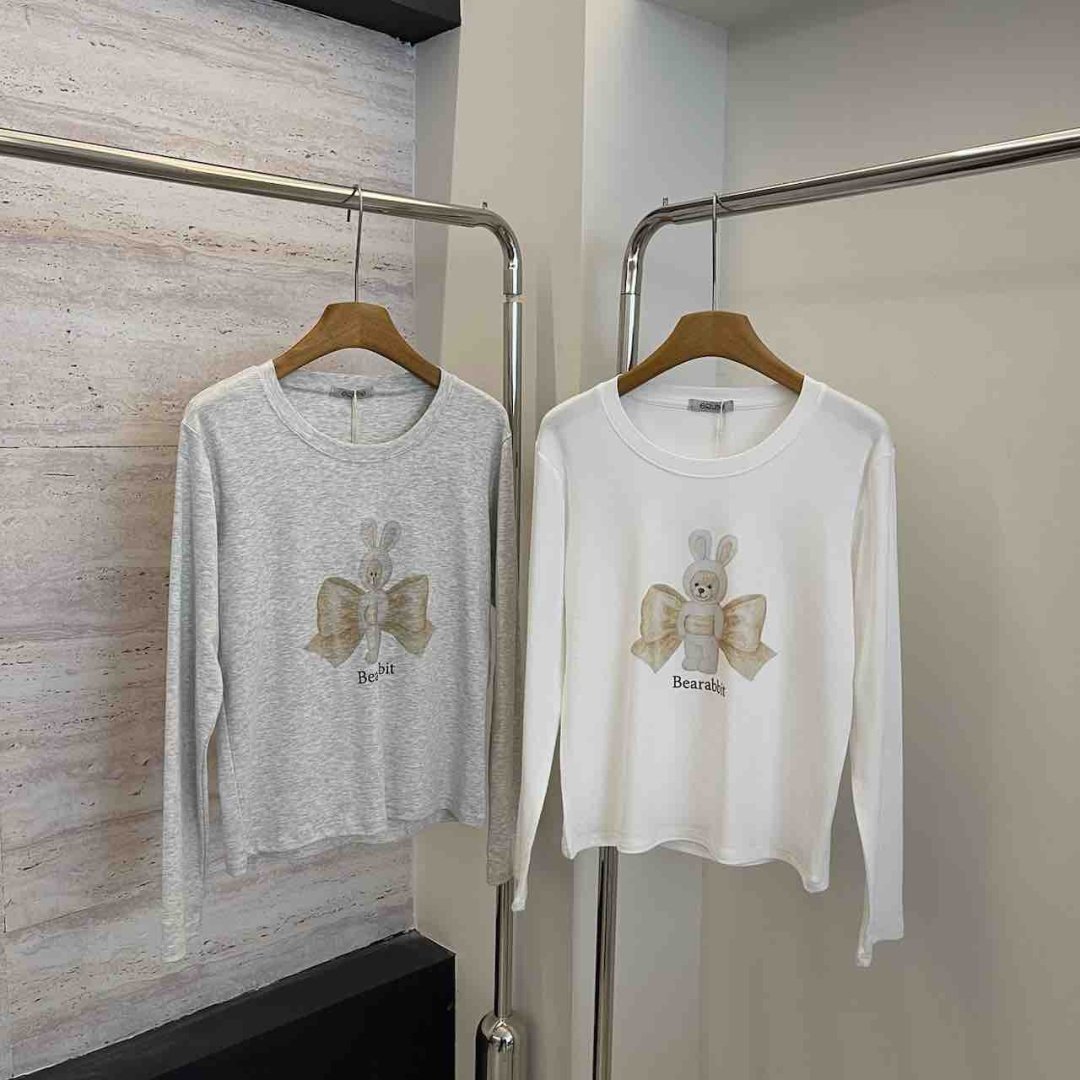 韩国26年春款 纯棉弹力女士打底衫蝴蝶结兔子圆领长袖女生T恤内搭,女装/女士精品,T恤,淘宝优惠券,粉丝福利购,淘宝优惠卷