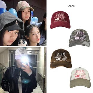 现货韩国代购aeae豹纹迷彩刺绣字母运动棒球帽鸭舌帽子韩版男女潮