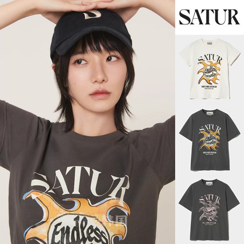 明星同款韩系潮牌SATUR太阳短袖T