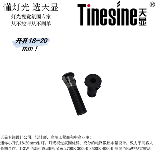 天显Ra95迷你小射灯开孔18mm1W2W3W 色温可选金黄烛光视觉鲜活