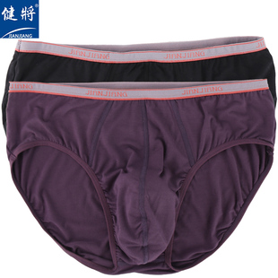 竹纤维简约舒适透气青年中腰细窄边短裤 2条装 头 三角内裤 健将男士