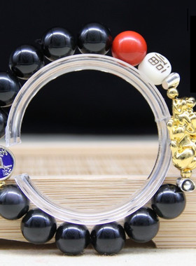 黑曜石葫芦楞言饰品貔貅手串