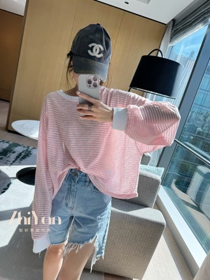 长袖通勤条纹韩国进口