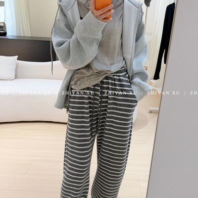 2025年秋季休闲裤条纹直筒裤