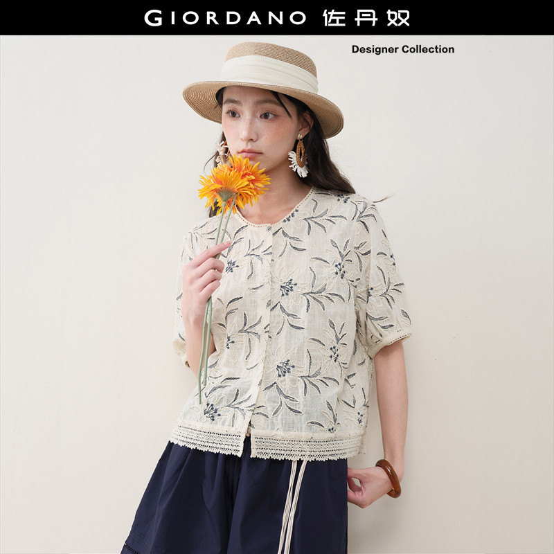Giordano短袖衬衫立体绳绣图片