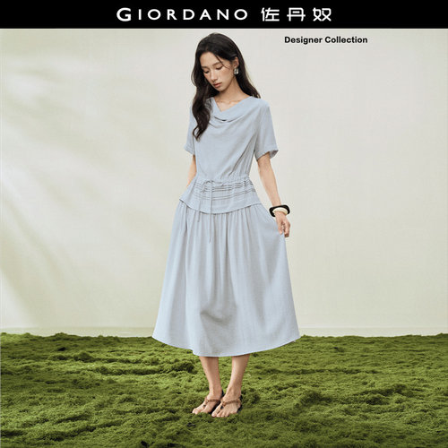 Giordano荡领收腰裙连衣裙