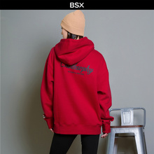 BSX秋冬新款连帽卫衣男女同款内抓绒印绣袋鼠兜宽松上衣04085653