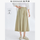 佐丹奴山系裙裤 女05424302 七分裤 女纯棉高腰阔腿裤 口袋松紧腰薄款