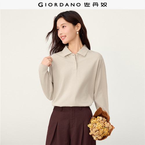 Giordano纯色长袖POLO纯棉