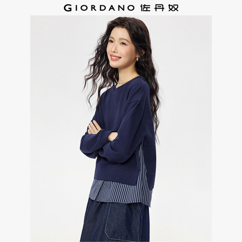 Giordano常规宽松拼接卫衣