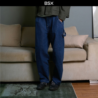 BSX长裤刺绣牛仔裤宽松