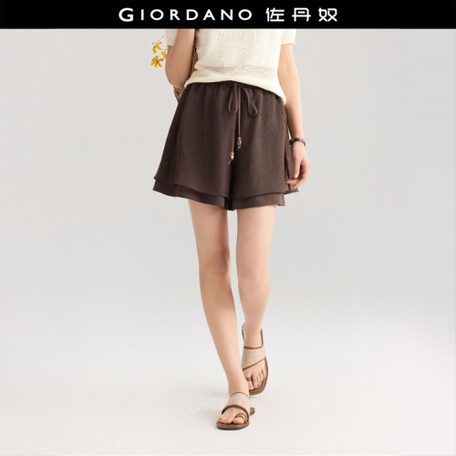 松紧腰Giordano短裤两层休闲裤