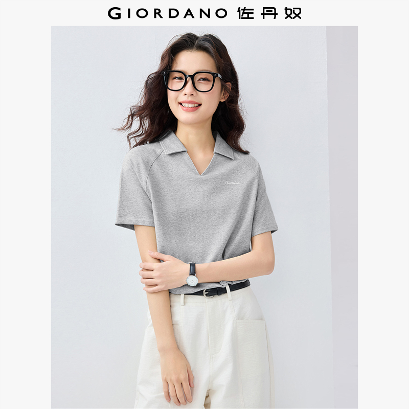 Giordano刺绣短袖纯棉POLO