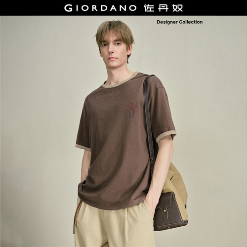 Giordano短袖撞色T恤刺绣