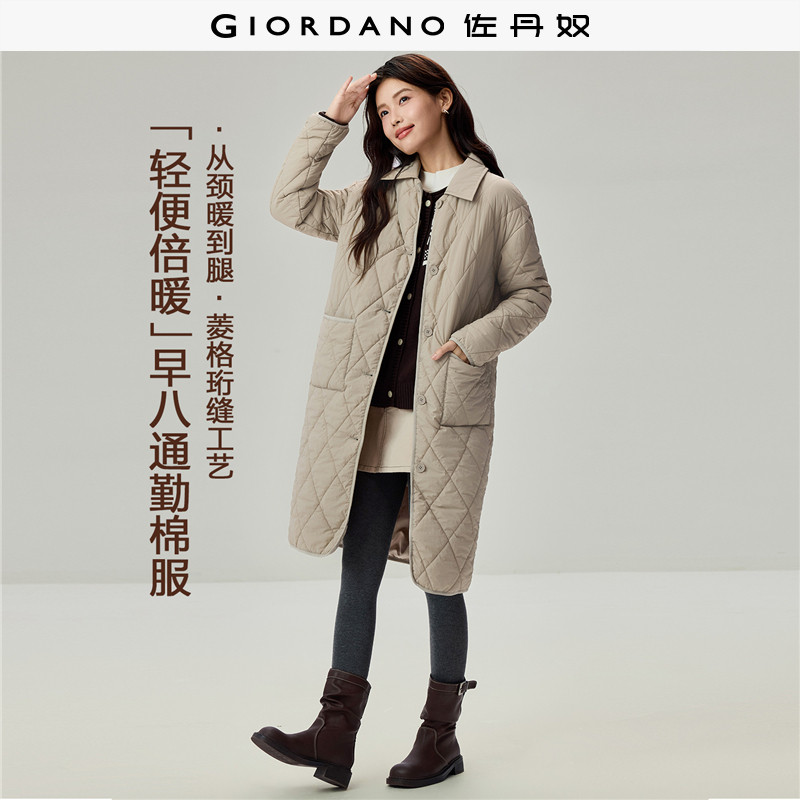 Giordano中长款棉衣外套翻领图片