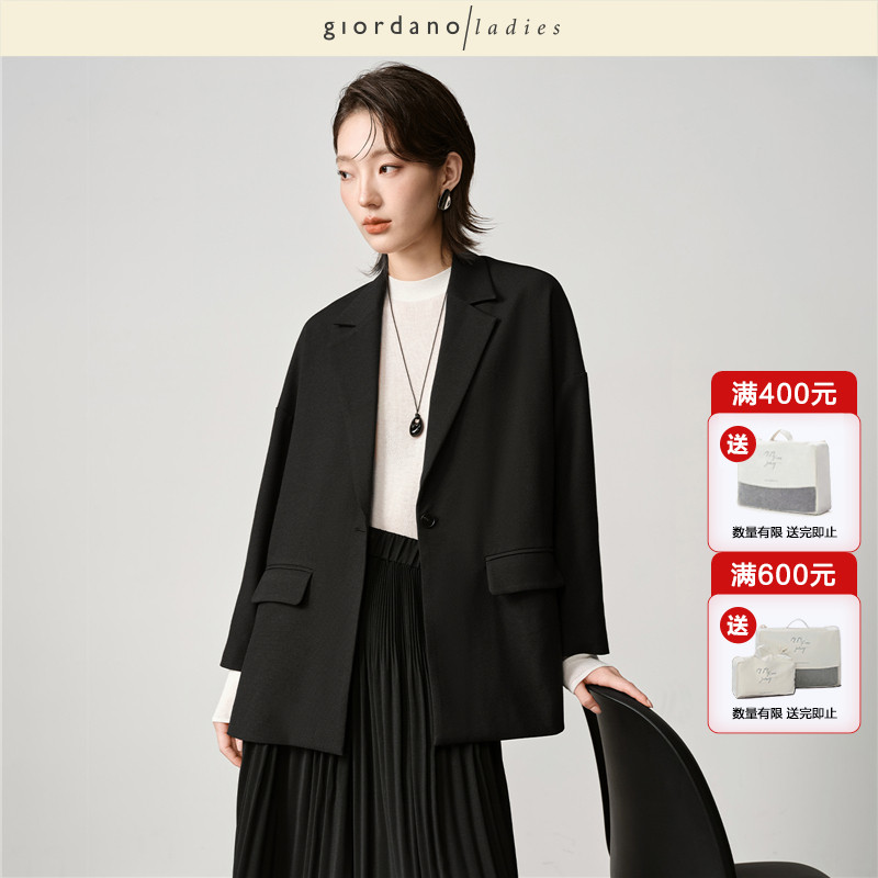 GL2026春季新款高智感西装女垂感磨毛平驳领宽松西服外套02375527