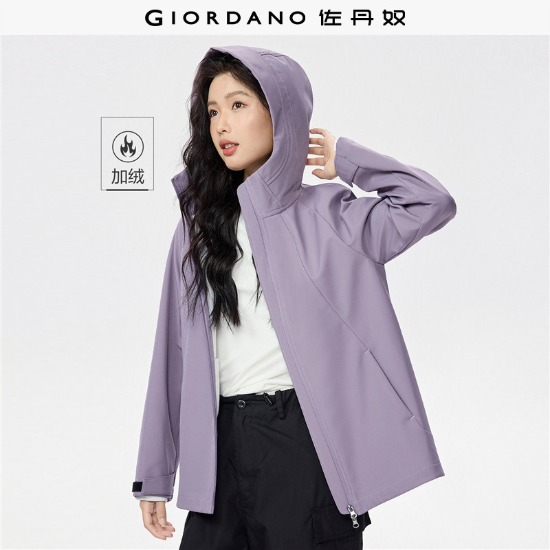 Giordano中长款破骨短外套连帽图片