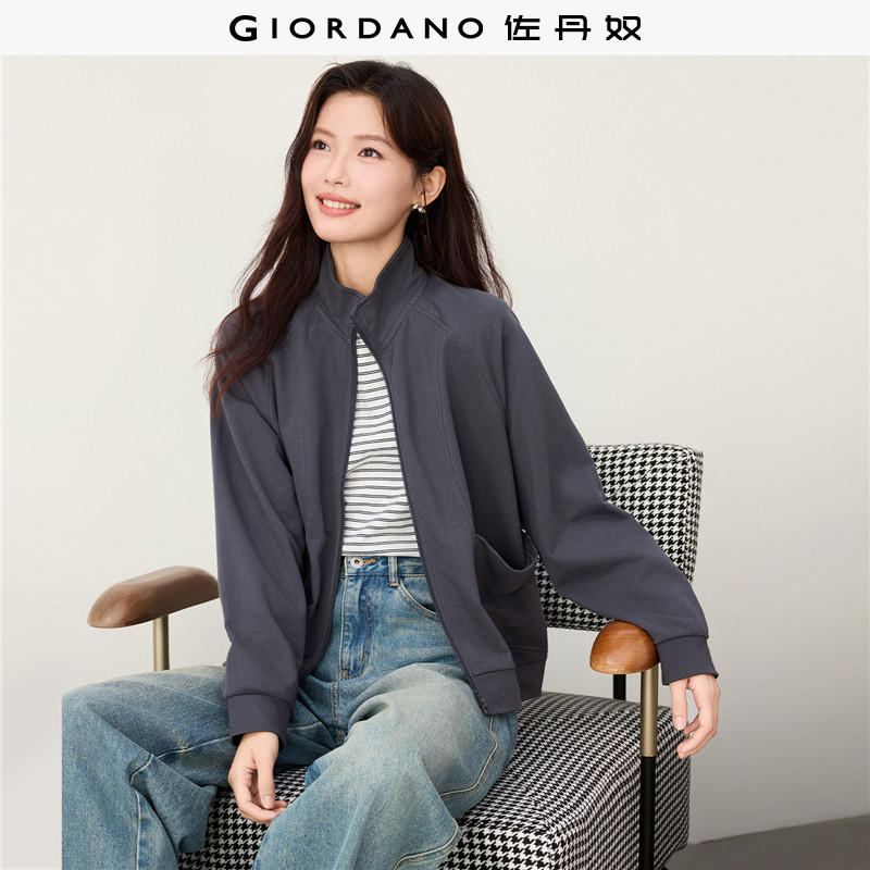 Giordano立领卫衣外套破骨口袋图片