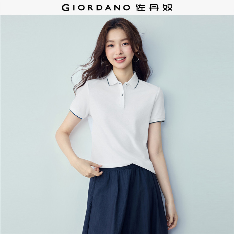 佐丹奴polo衫女夏季新款翻领上衣珠地布修身短袖POLO衫女05311399