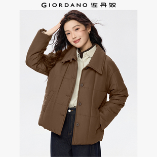 佐丹奴棉服外套女秋冬新款 大翻领夹克棉衣05375711 夹棉保暖插肩袖