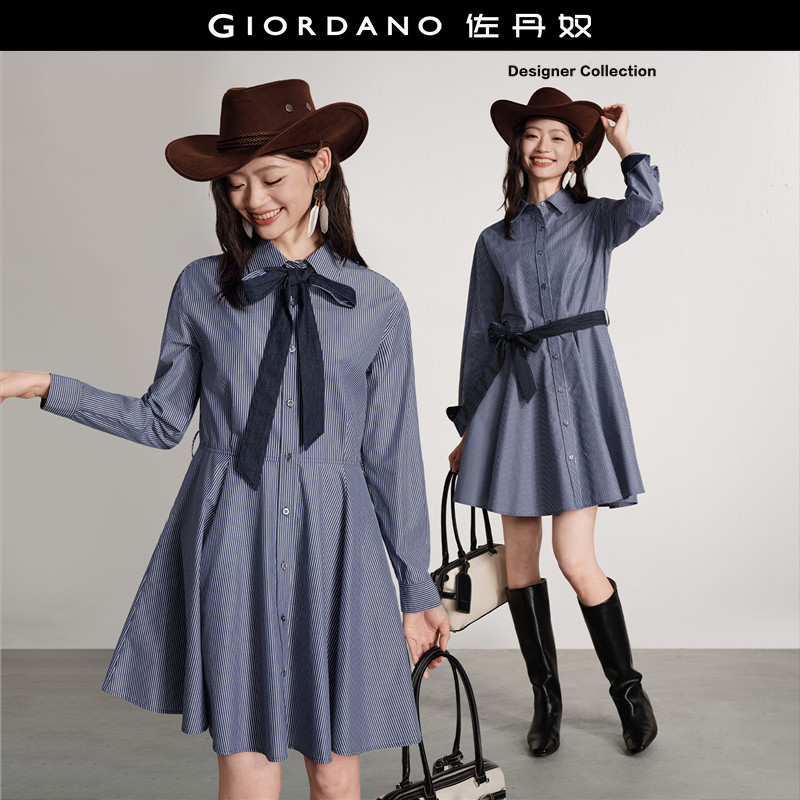 Giordano衬衫裙条纹连衣裙图片