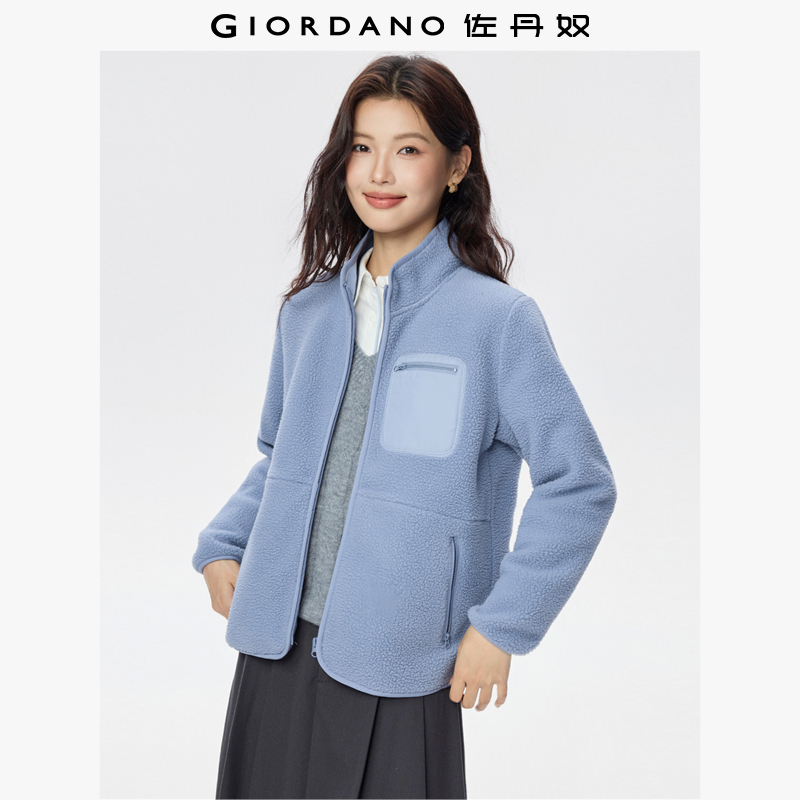 Giordano仿羊羔绒短外套口袋