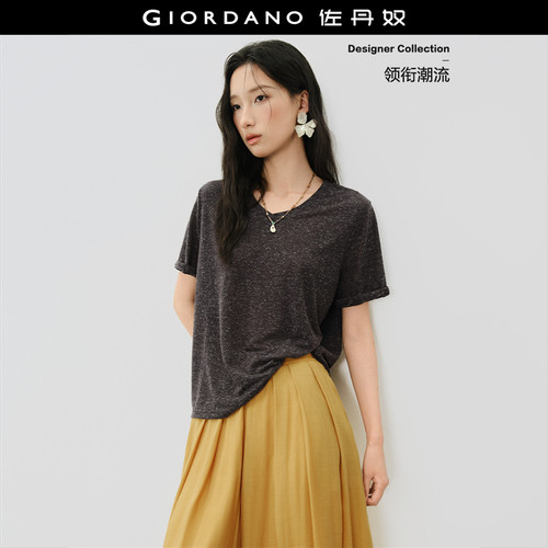 Giordano短袖卷边袖口T恤