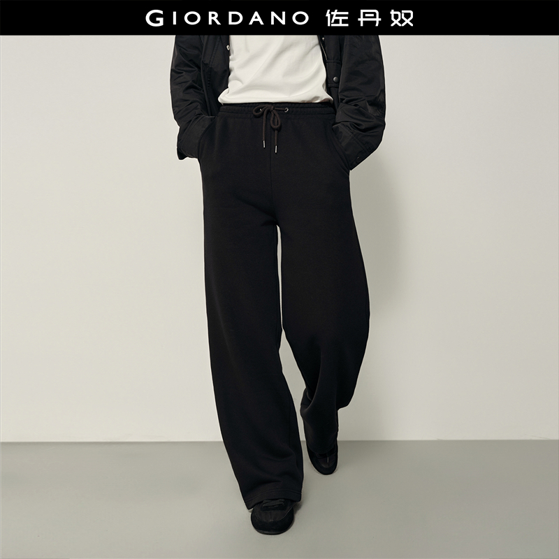 Giordano运动风长裤内抓绒卫裤