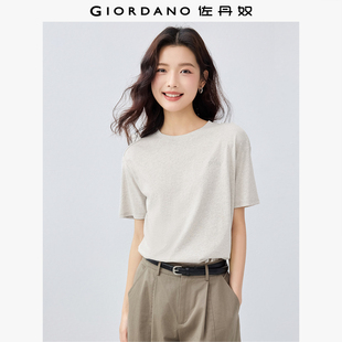 品牌字母刺绣圆领休闲运动上衣05325411 新款 佐丹奴短袖 T恤女夏季