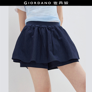 抽绳松紧腰花苞裙裤 设计师款 新款 女夏季 18405903 佐丹奴休闲短裤