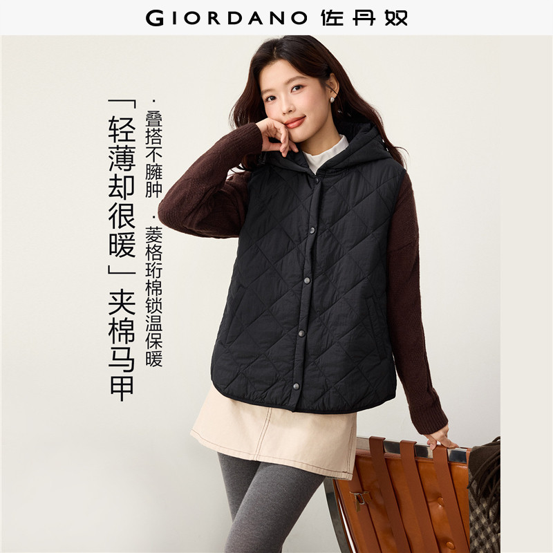 Giordano连帽棉衣马甲外套图片